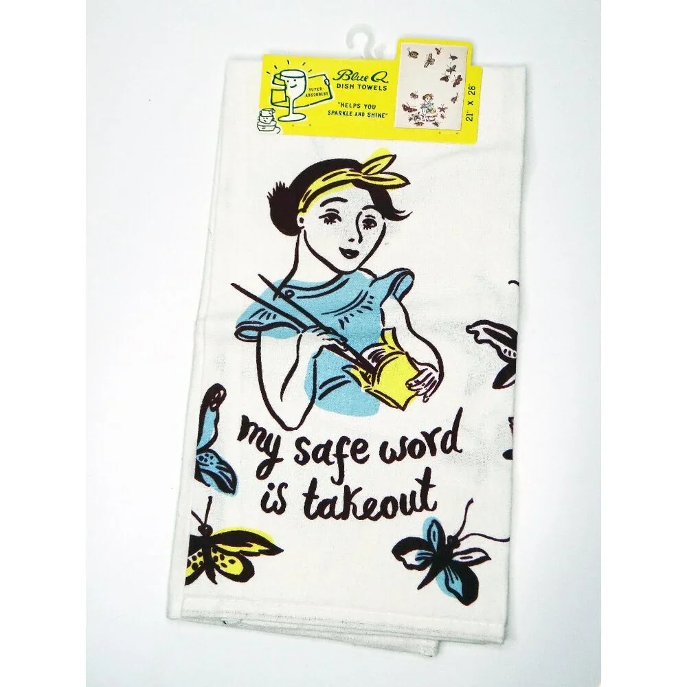 Blue Q Kitchen Dish Towel or Tea Towel Cotton - My Safe Word Is Takeout NWT